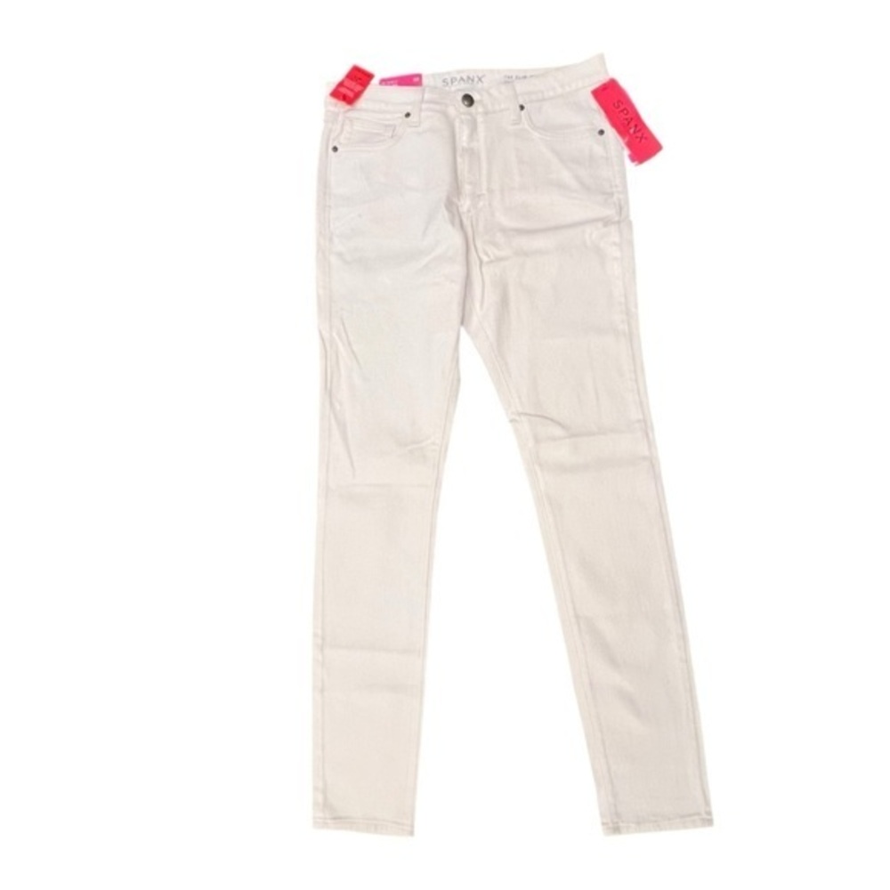 SPANX The Slim-X Skinny Wax Coated Jeans Size 30 NWT Cream Pearl Wax SHINY Lycra